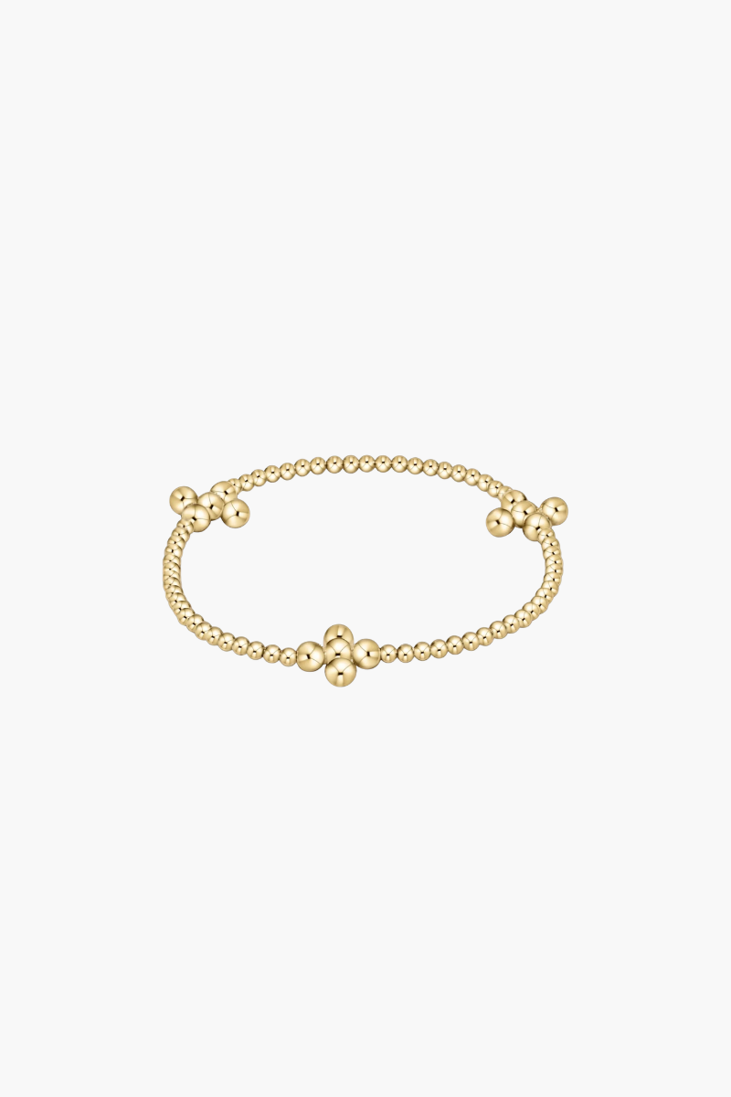 Beaded 4mm Gold Signature Cross 2.5mm Gold Bracelet