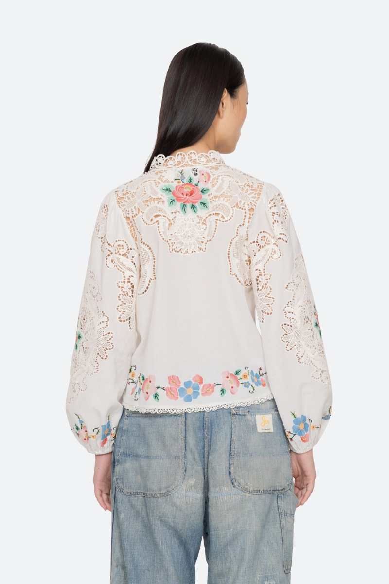 Astrid Embroidery Long Sleeve Blouse