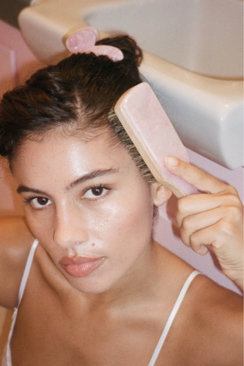 Mini Boar Bristle Hair Brush in Pink Sugar