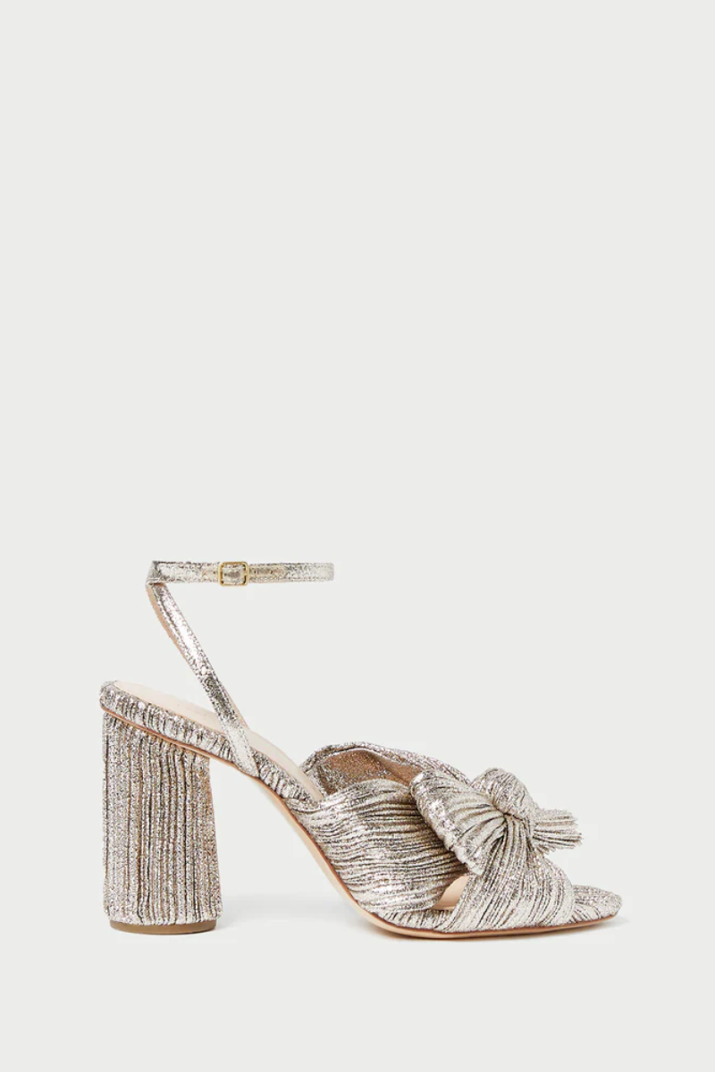 Camellia Pleated Knot Heeled Sandal