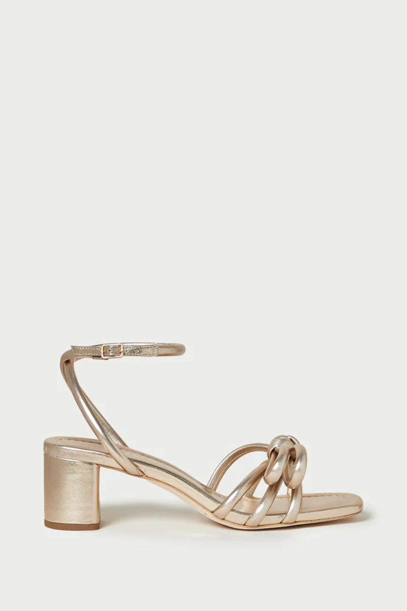 Mikel Champagne Bow Mid-Heel Sandal