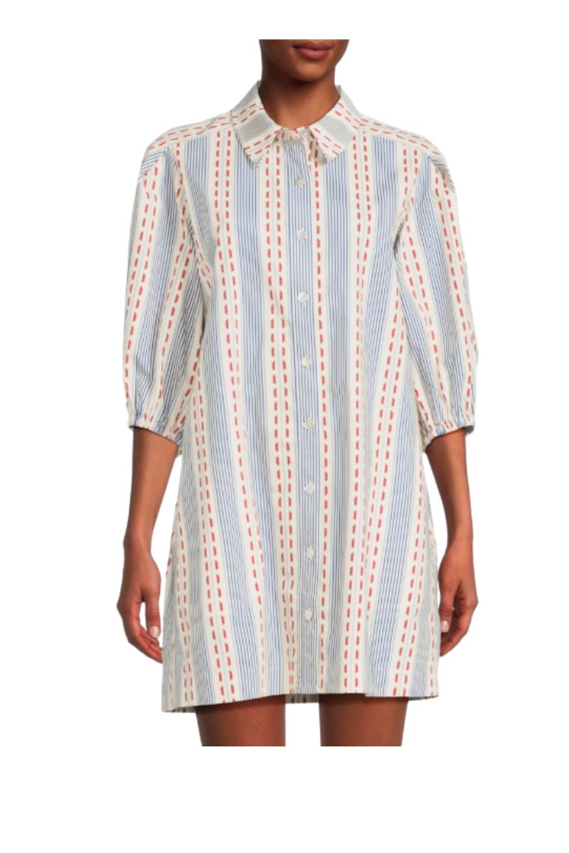 Tucked Sleeve Mini Shirtdress