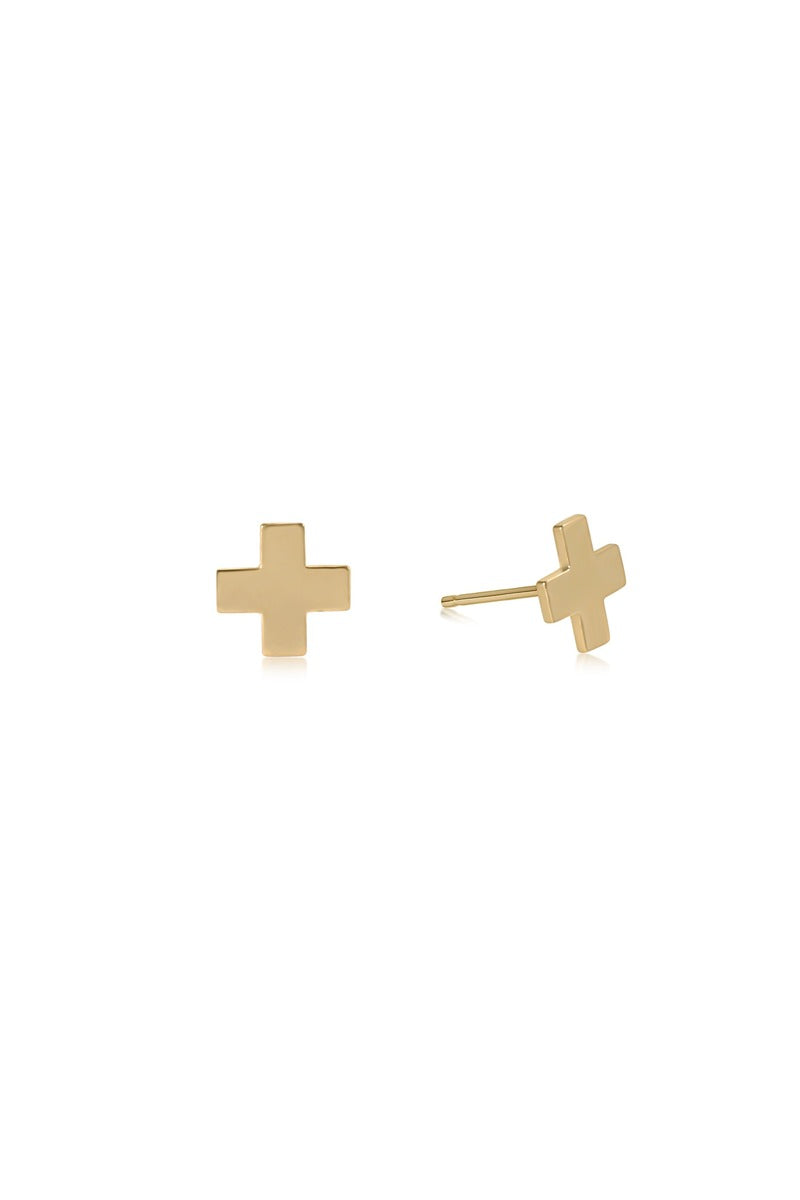 Signature Cross Small Gold Stud - Gold