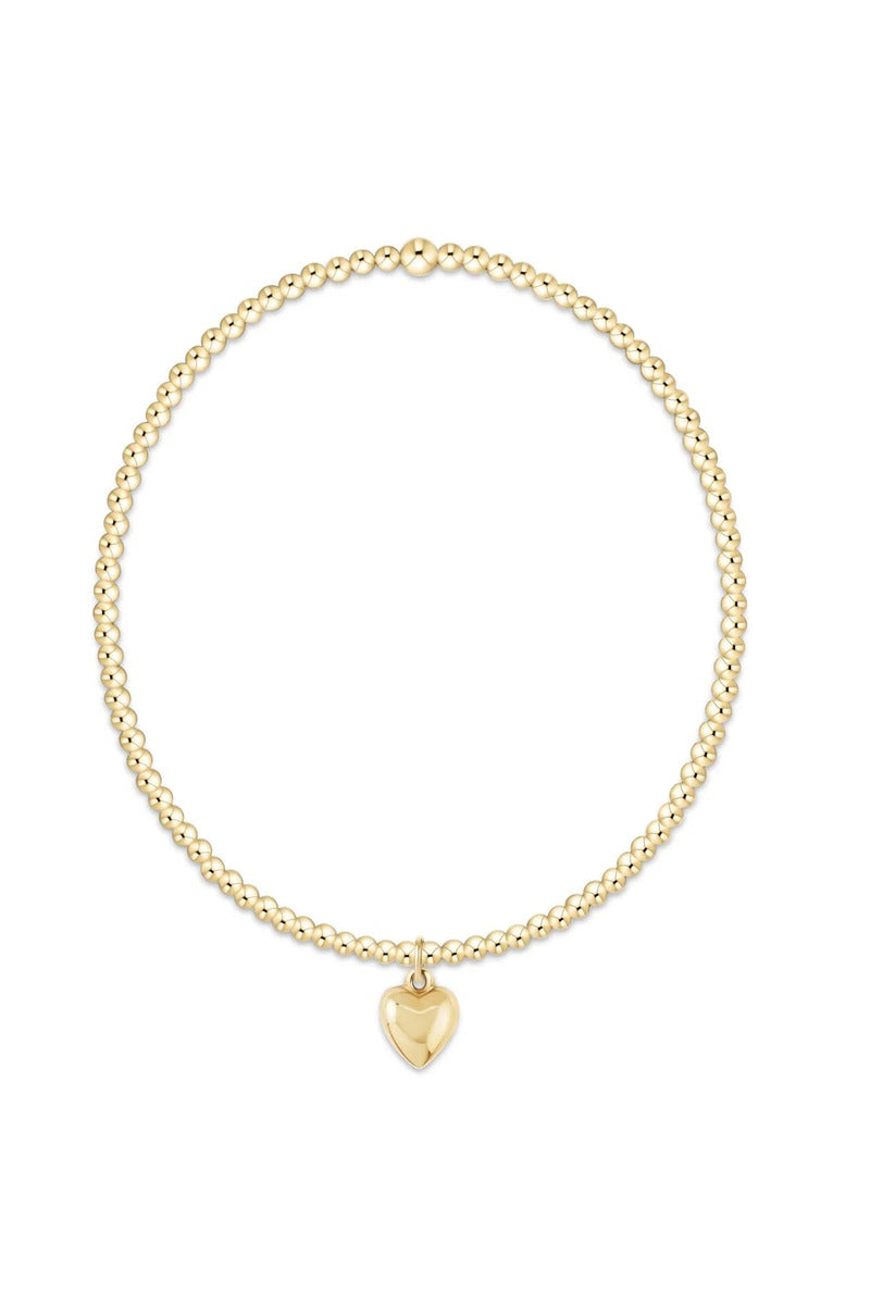 Extends Classic Gold 3mm Bracelet - Love Plush Gold Charm