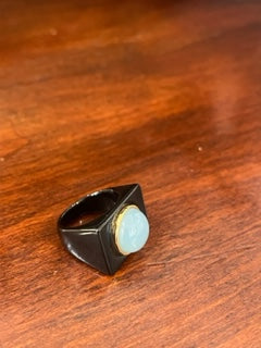 Black Square Gold Bubble Ring