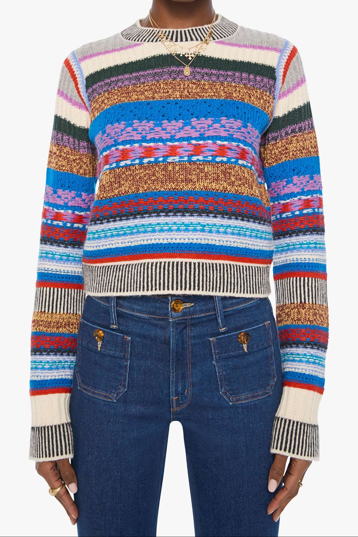 RED IVORY BLUE MULTI STRIPE