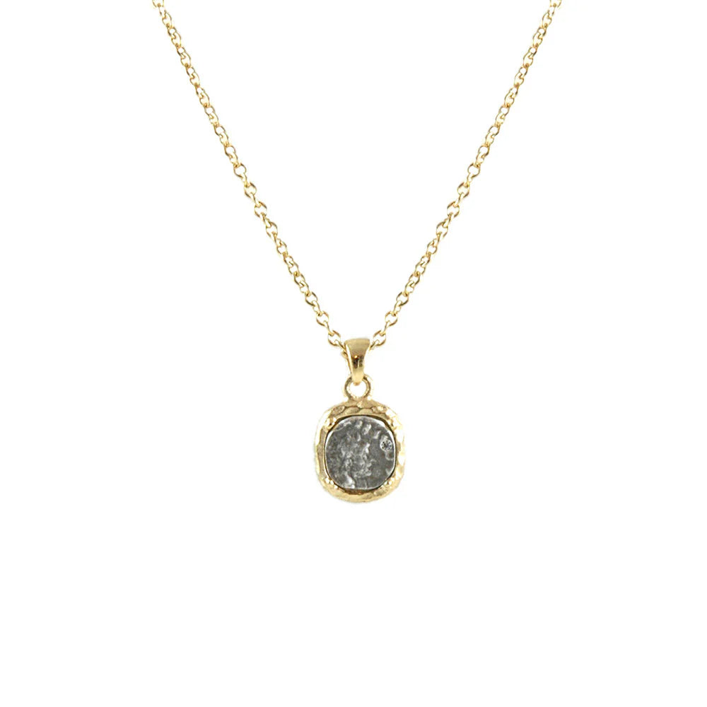 Coin Necklace W/Clear Crystals
