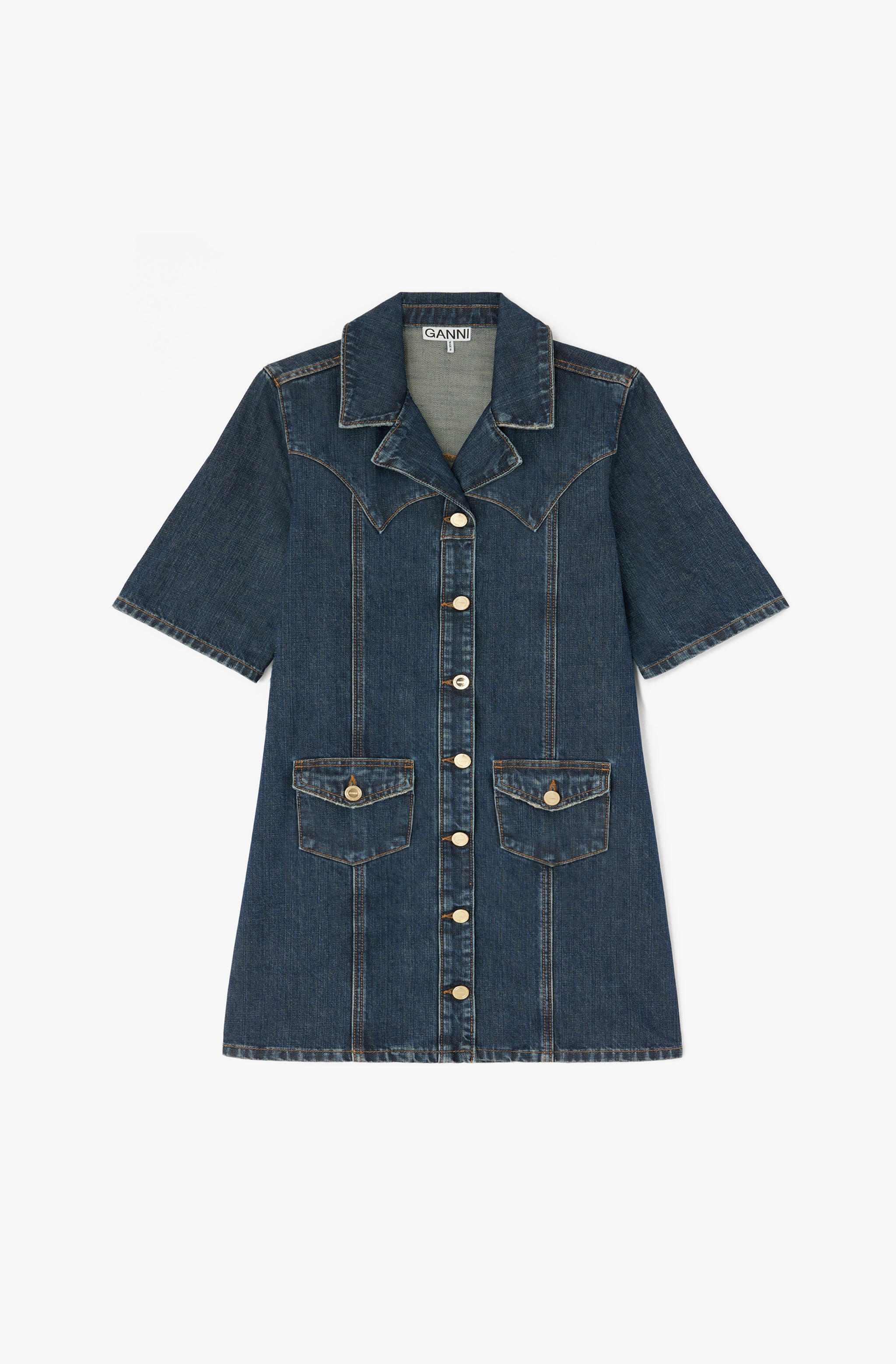 Slub Mix Denim Mini Dress