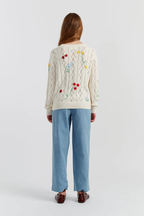 Hand Embroidered Floral Sweater