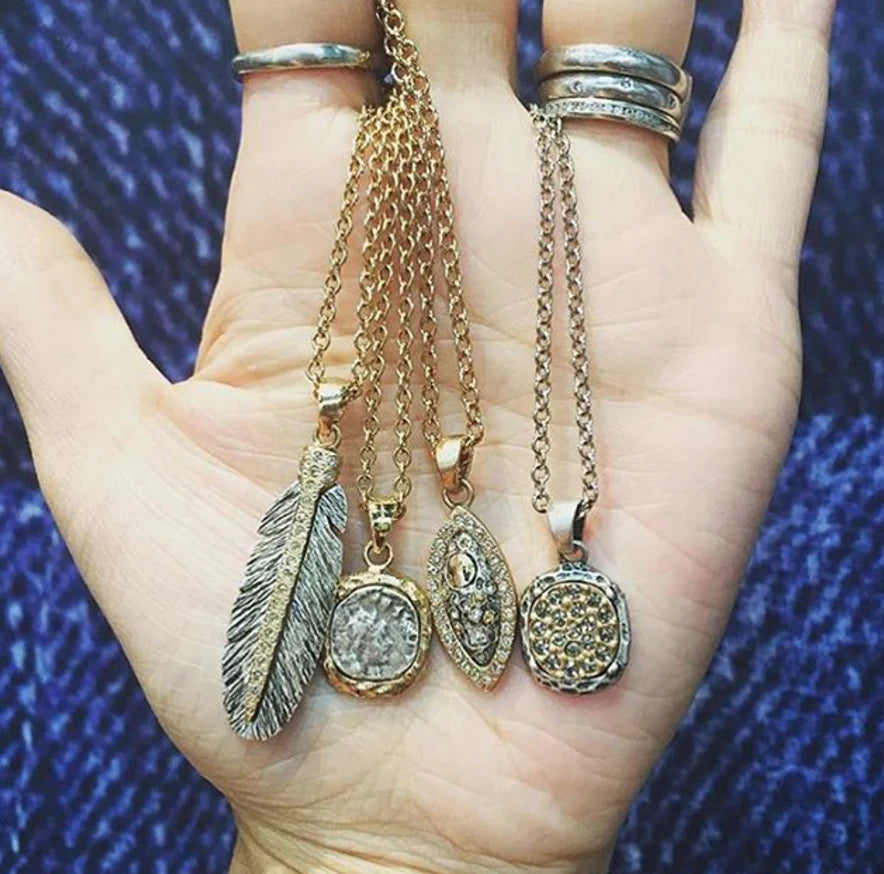 Coin Necklace W/Clear Crystals