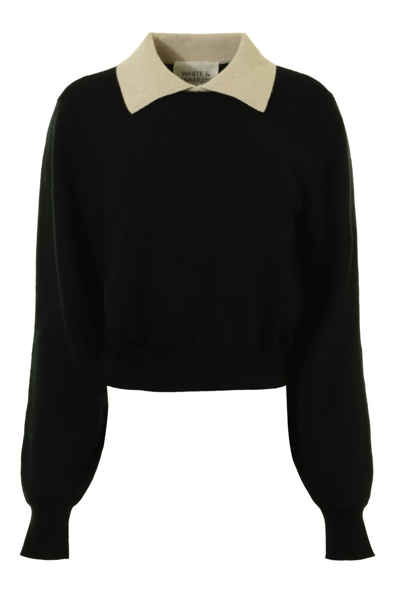 Cashmere Contrast Collar Sweater