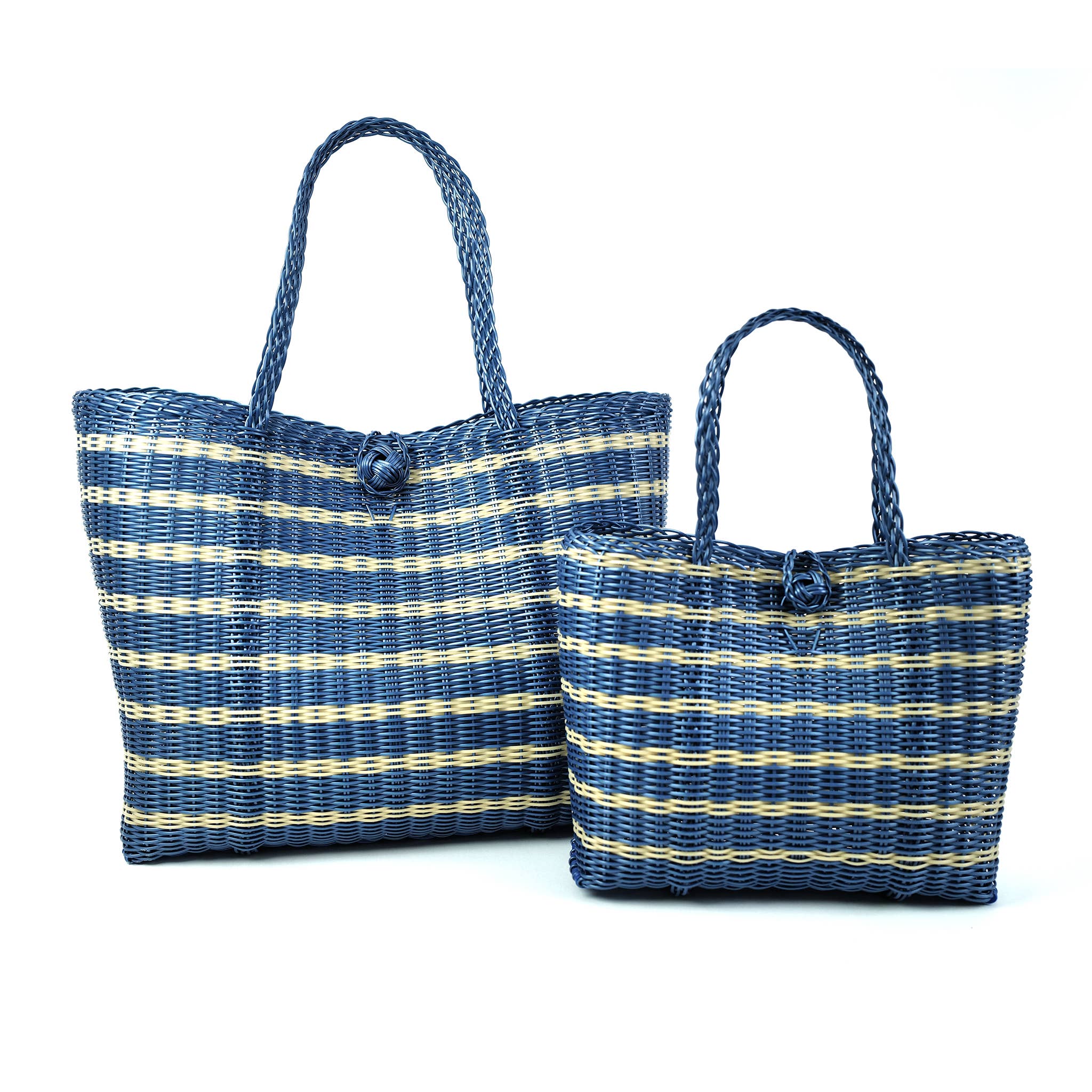 Medium, Sailor Stripe in Fog Blue Tote