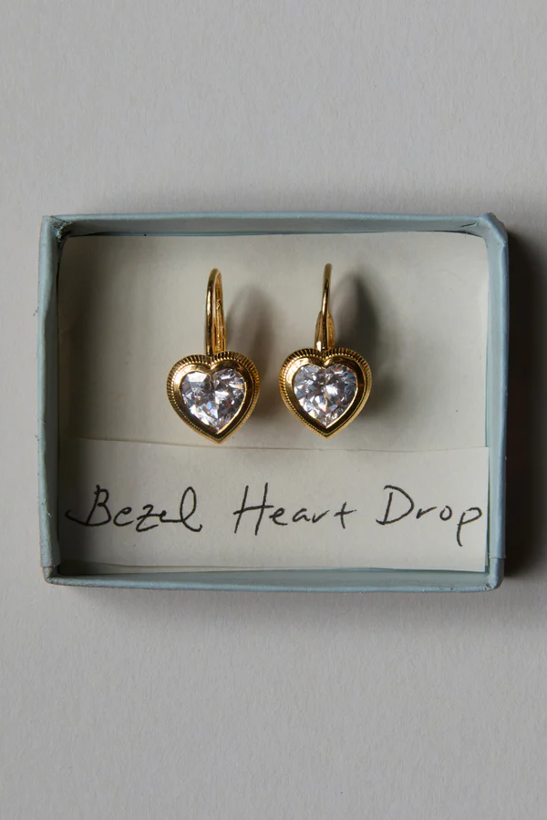 Bezel Heart Drop Earrings