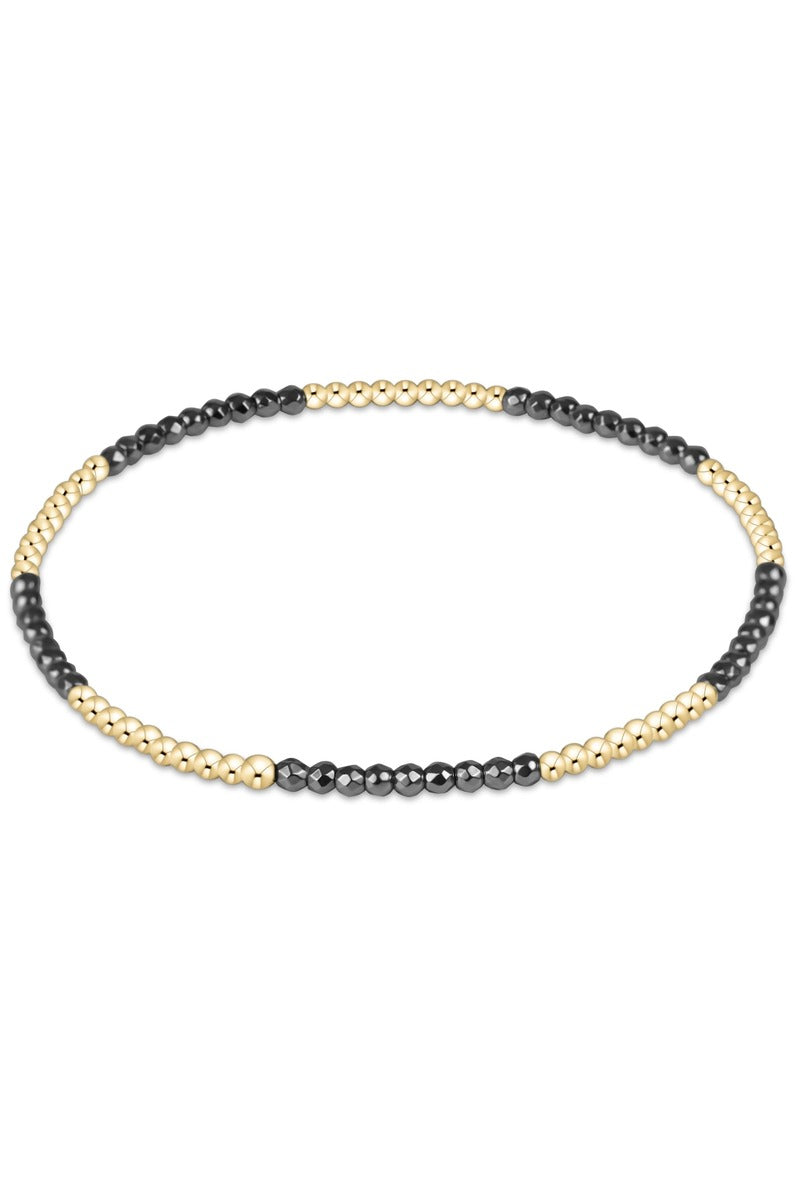 Blissful Pattern 2mm Bead Bracelet - Silver Faceted Hematite