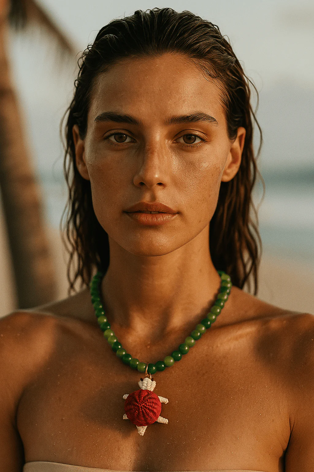 Zalva Necklace + Handmade Turtle Charm