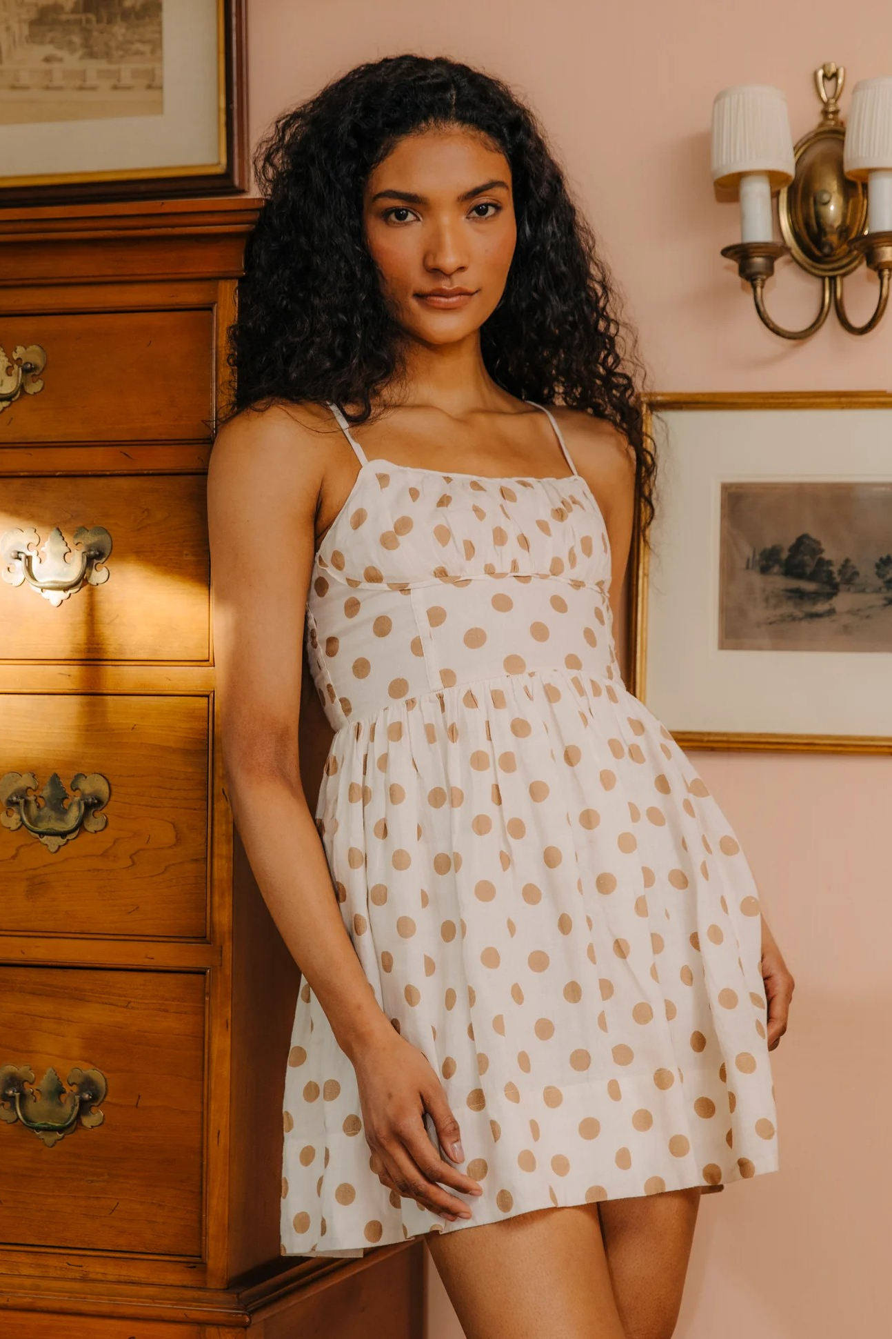 MINI DRESS LINEN Polka DOT MINI DRESS LINEN DRESS IVORY Jane Polka DOT / S