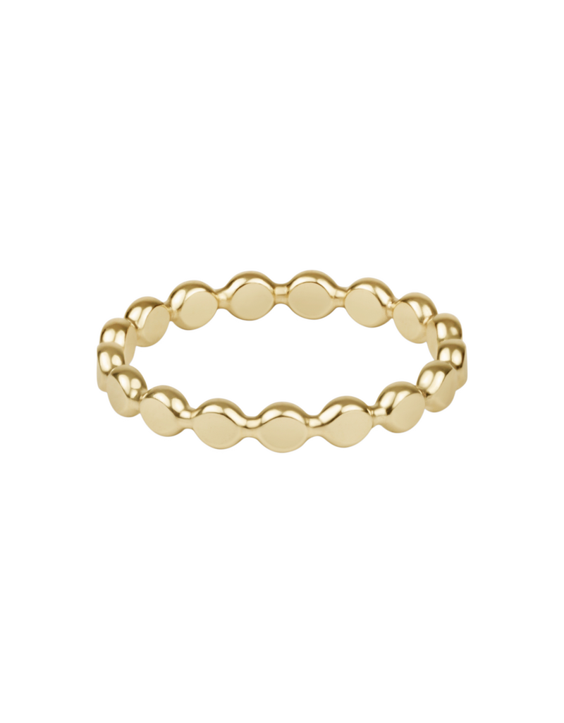 Classic Gold 2.5mm Beaded Disc Ring - Size 8