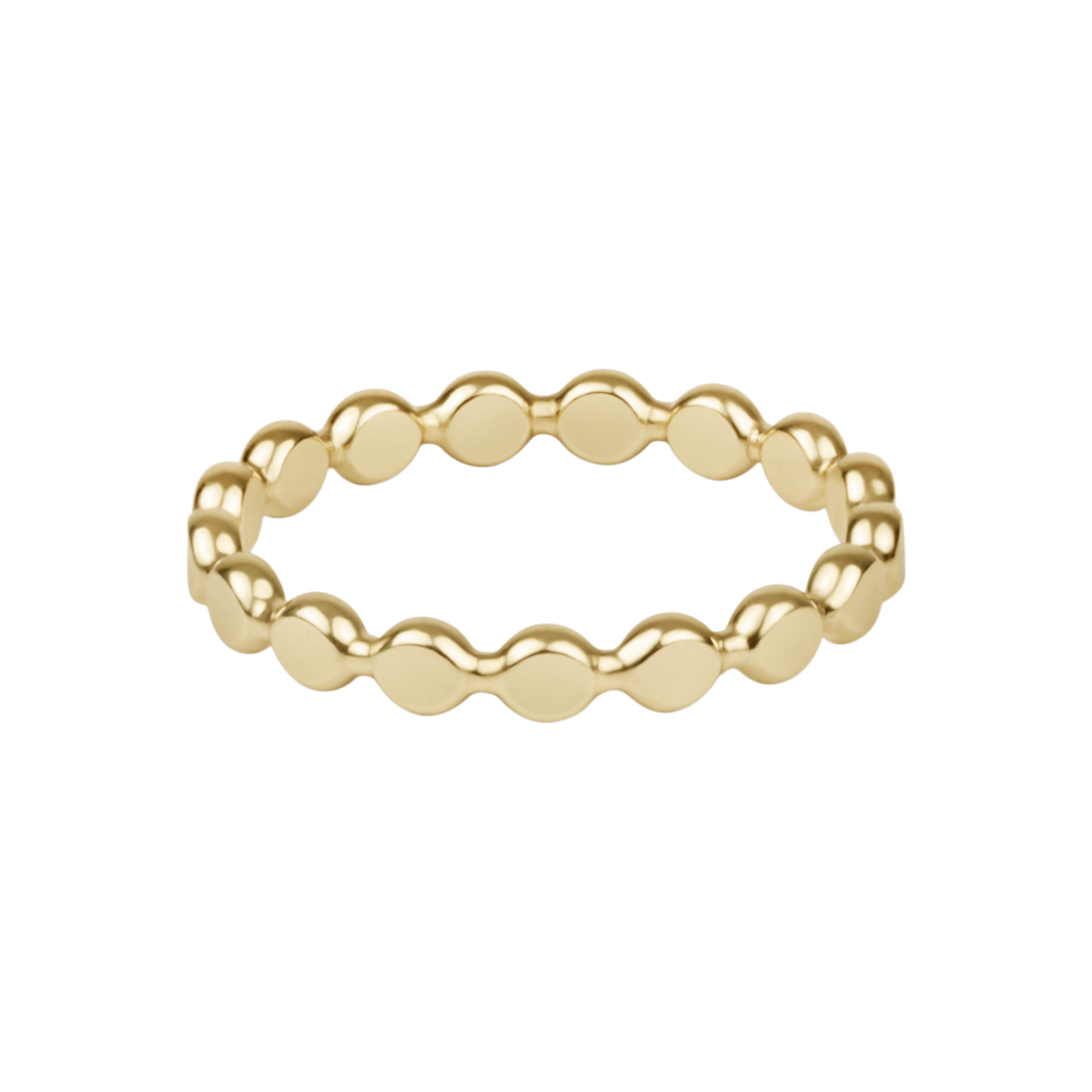 Classic Gold 2.5mm Beaded Disc Ring - Size 8