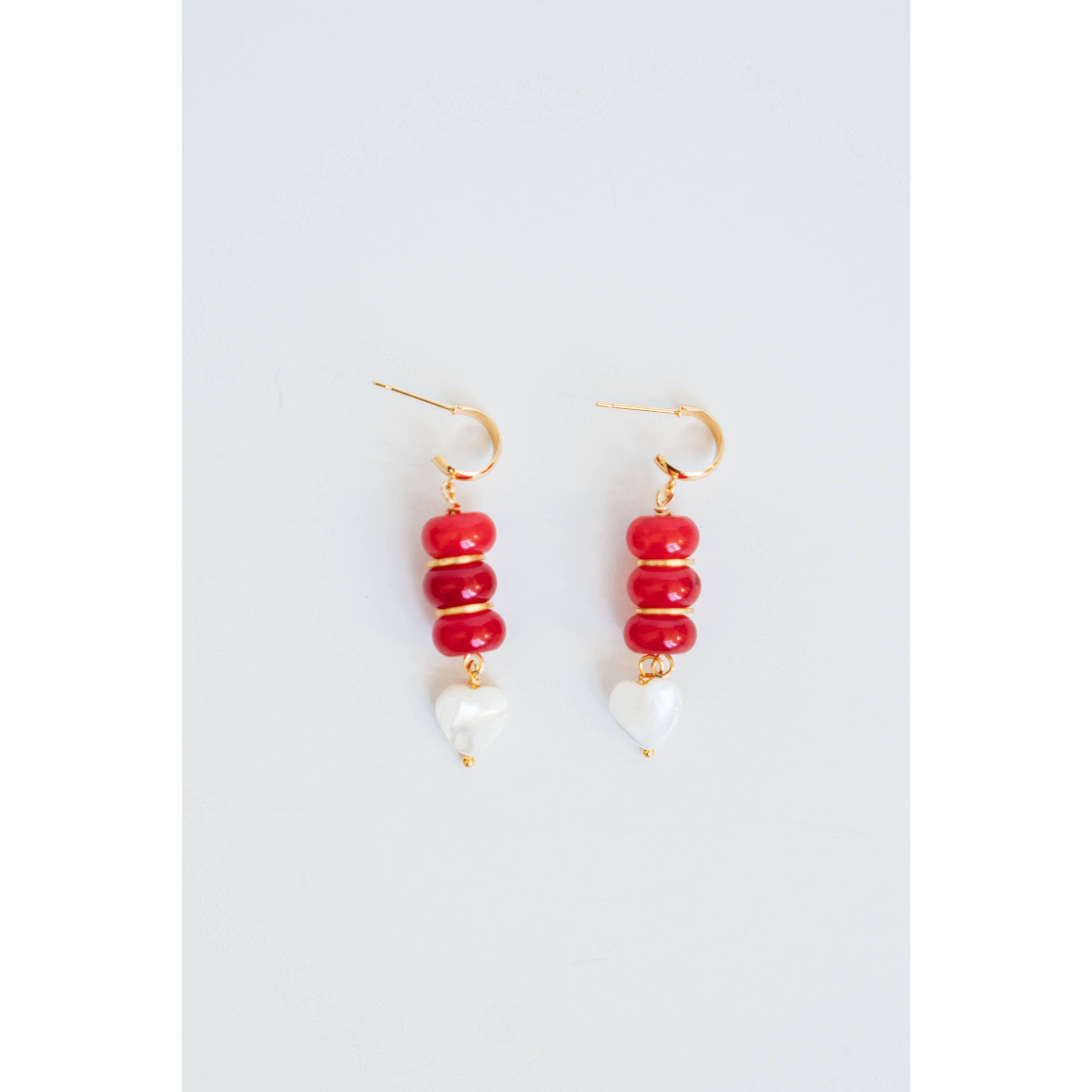 Jade + Shell Heart Earrings