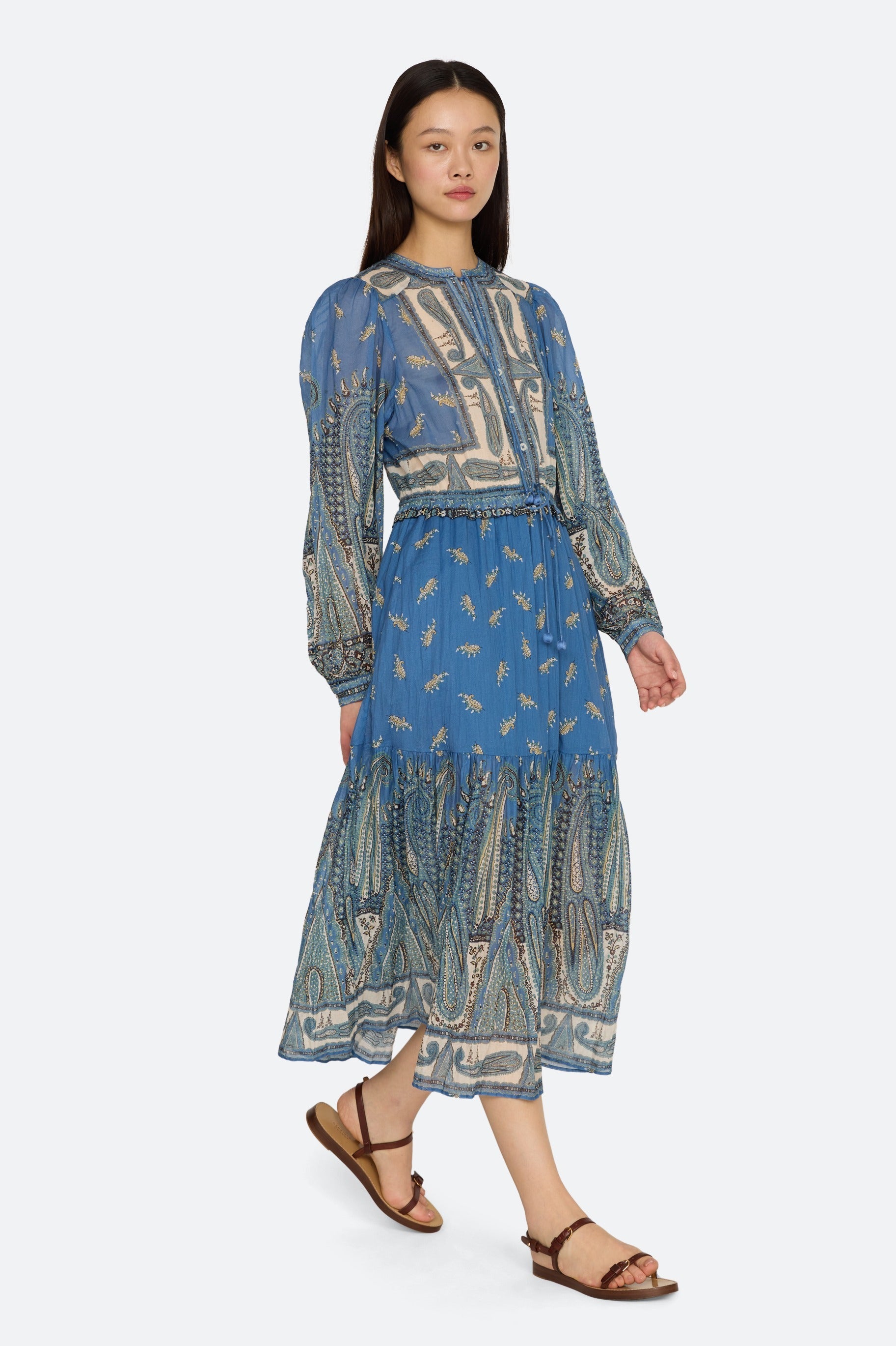 ELLERY PAISLEY L/SLV MIDI DRESS (D2)