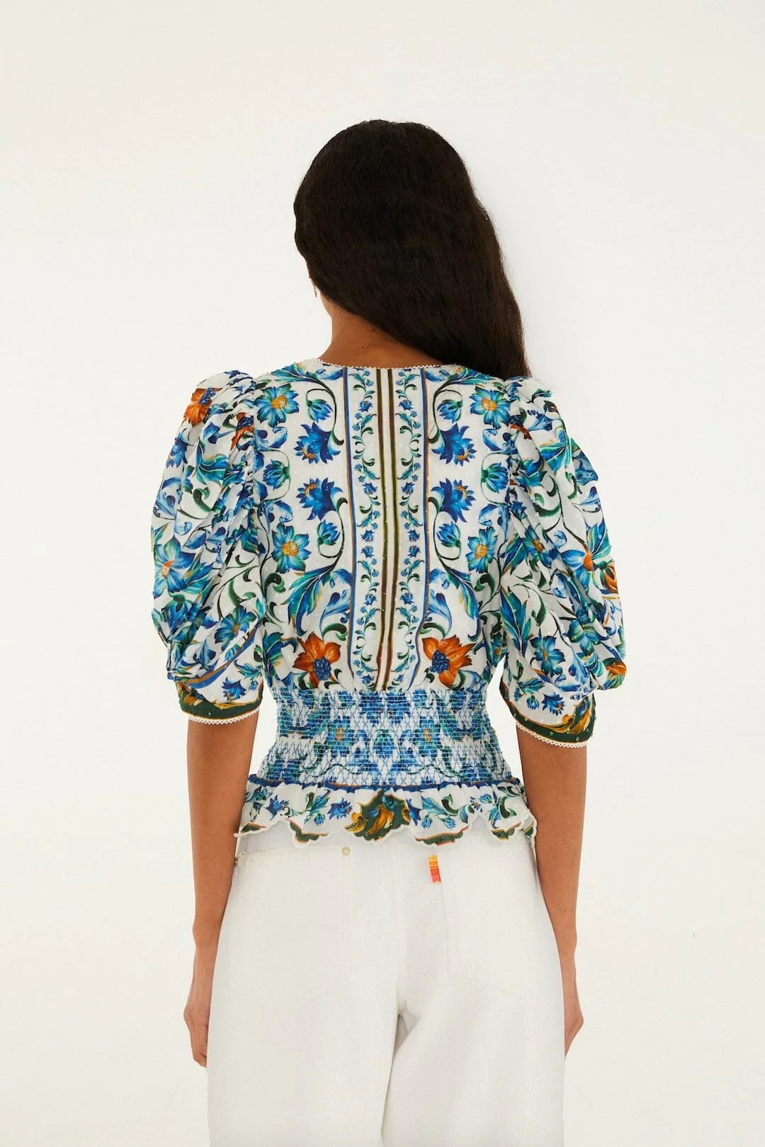 Flora Tile Off-White Blouse