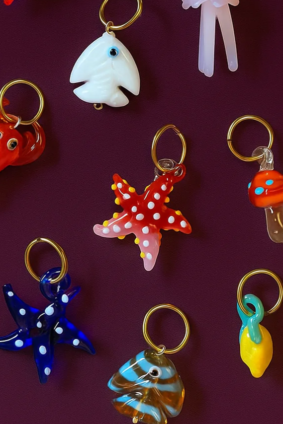 Glass Red Starfish Charm