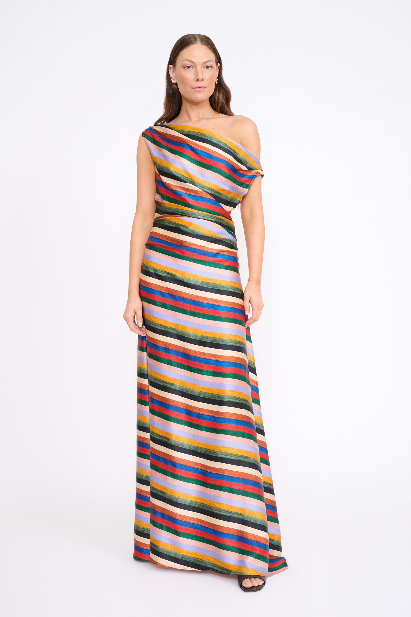 staud phare one shoulder dress STAUD, Phare Silk Maxi Dress in Cliffside, Size 8