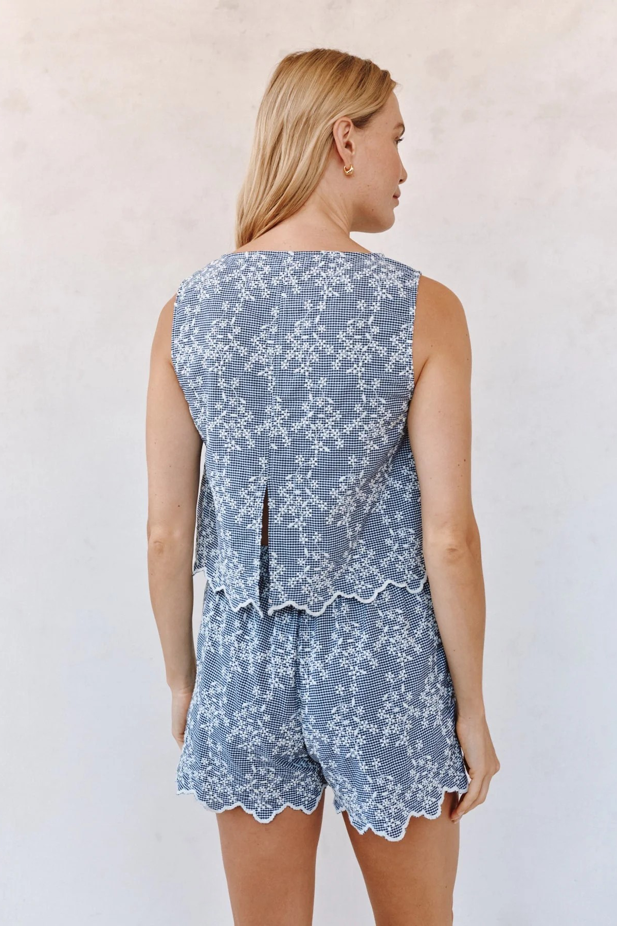 Split Back Tank Floral Gingham