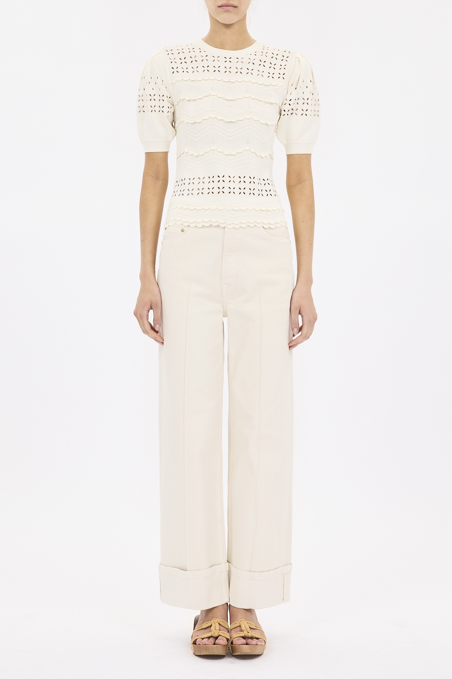 Marcelena Eyelet Knit Top