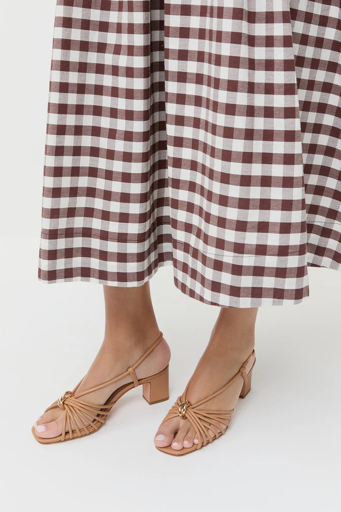 Minna Dune Leather Heeled Sandal