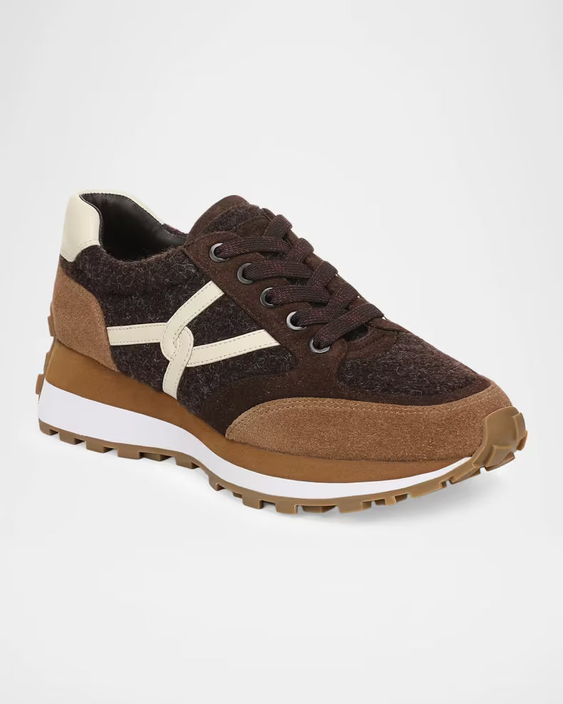 Valentina Felt Mixed Leather Retro Sneakers