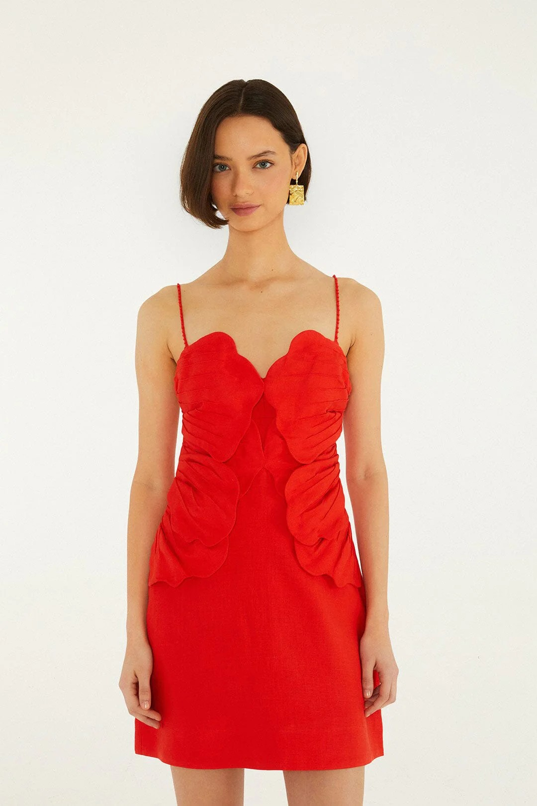 red flower mini dress Red Sleeveless Flower Mini Dress