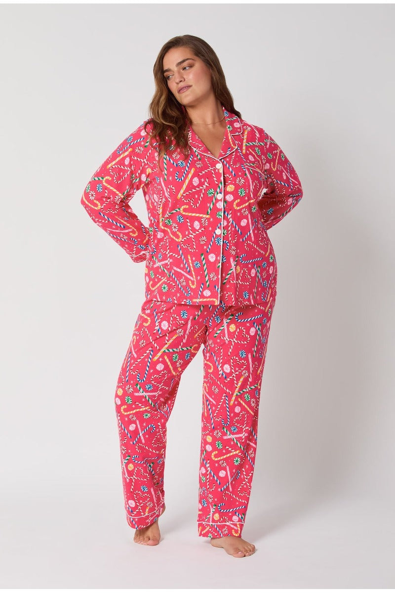Peppermint Twist Long Sleeve Classic Stretch Jersey Pj Set