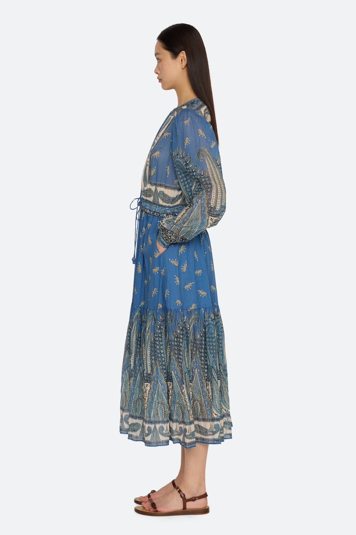 ELLERY PAISLEY L/SLV MIDI DRESS (D2)