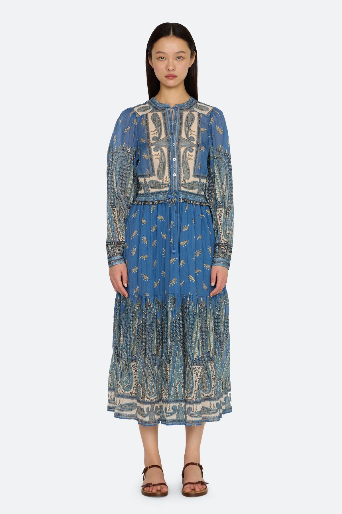 ELLERY PAISLEY L/SLV MIDI DRESS (D2)