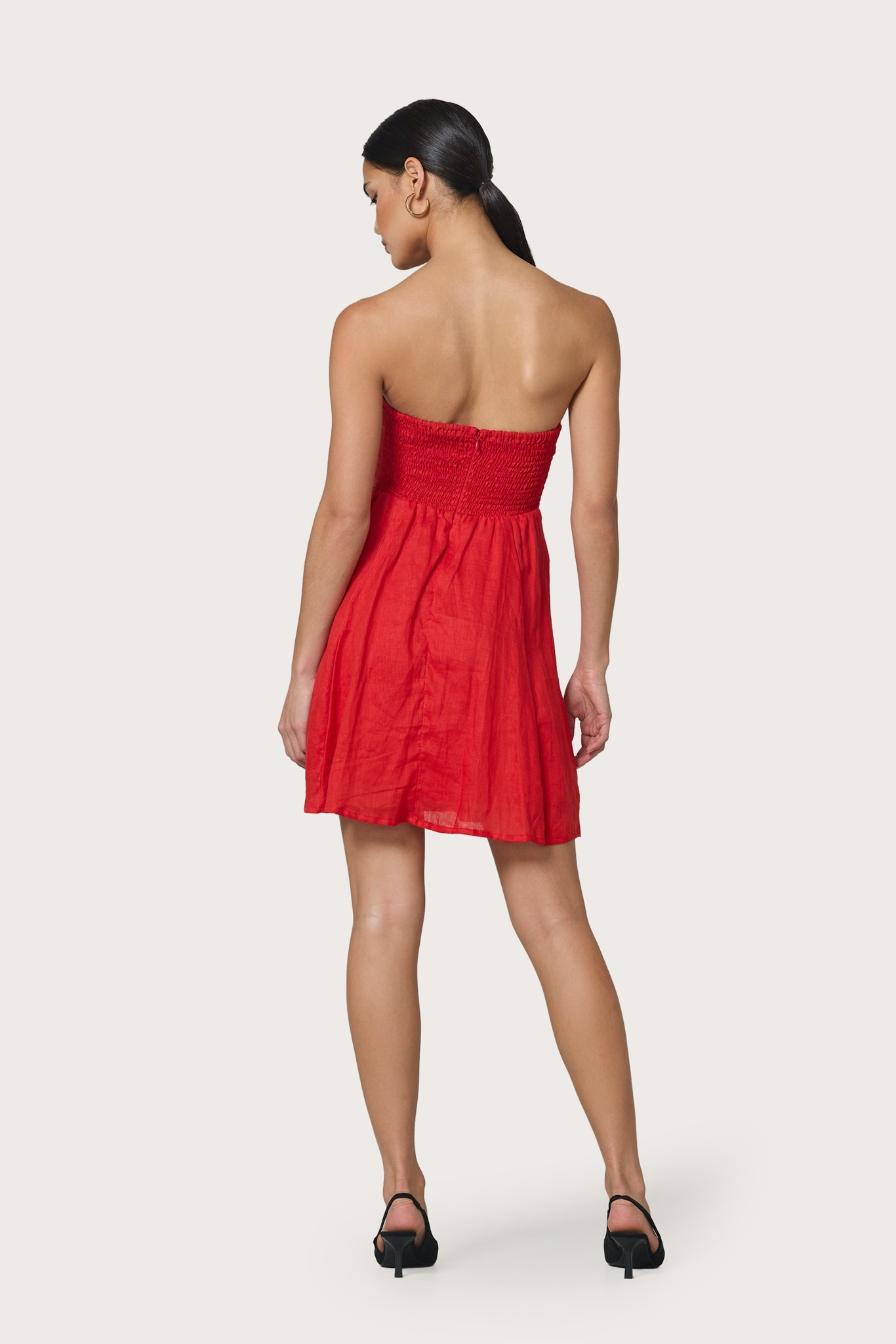 Talia Linen Mini Dress in Rouge
