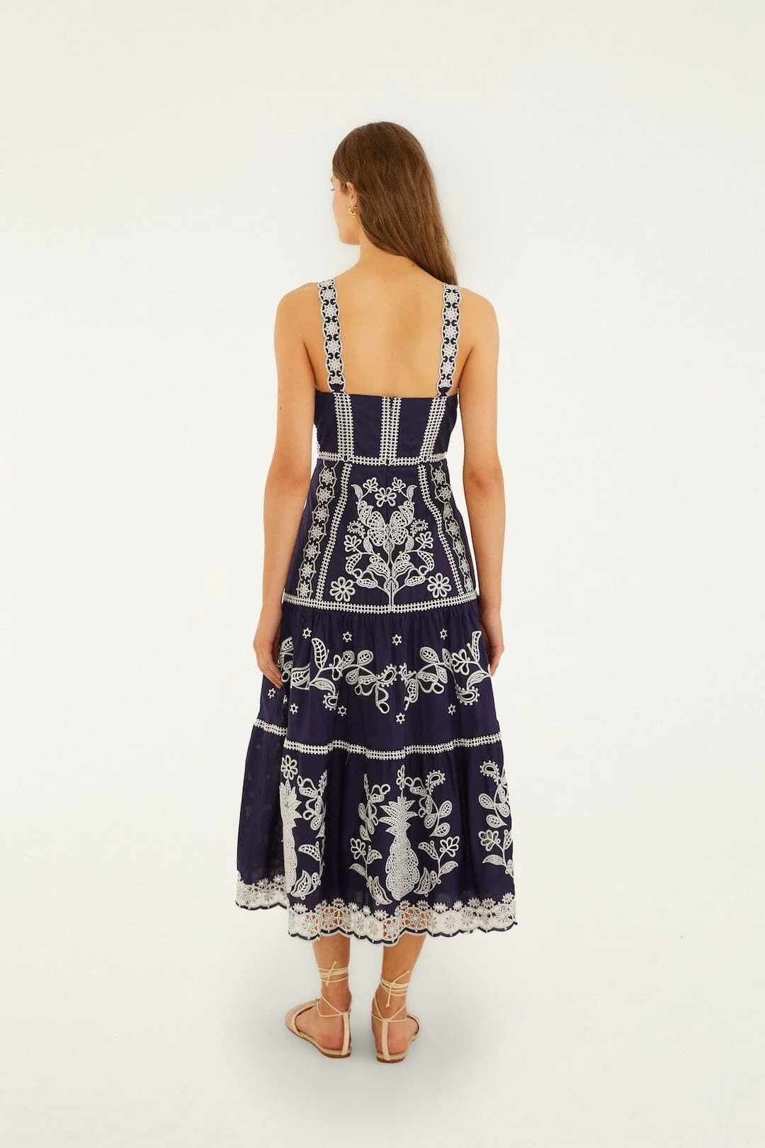 Blue and White Richelieu Midi Dress