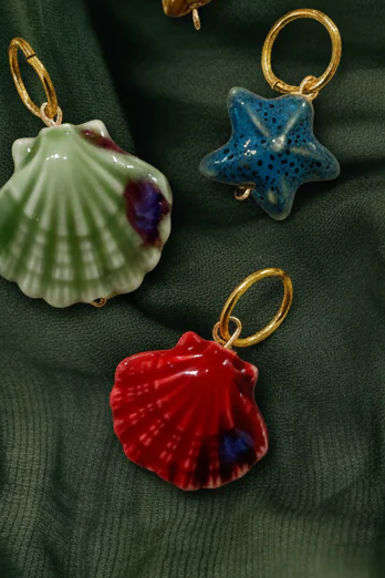 Ceramic Red Shell Charm