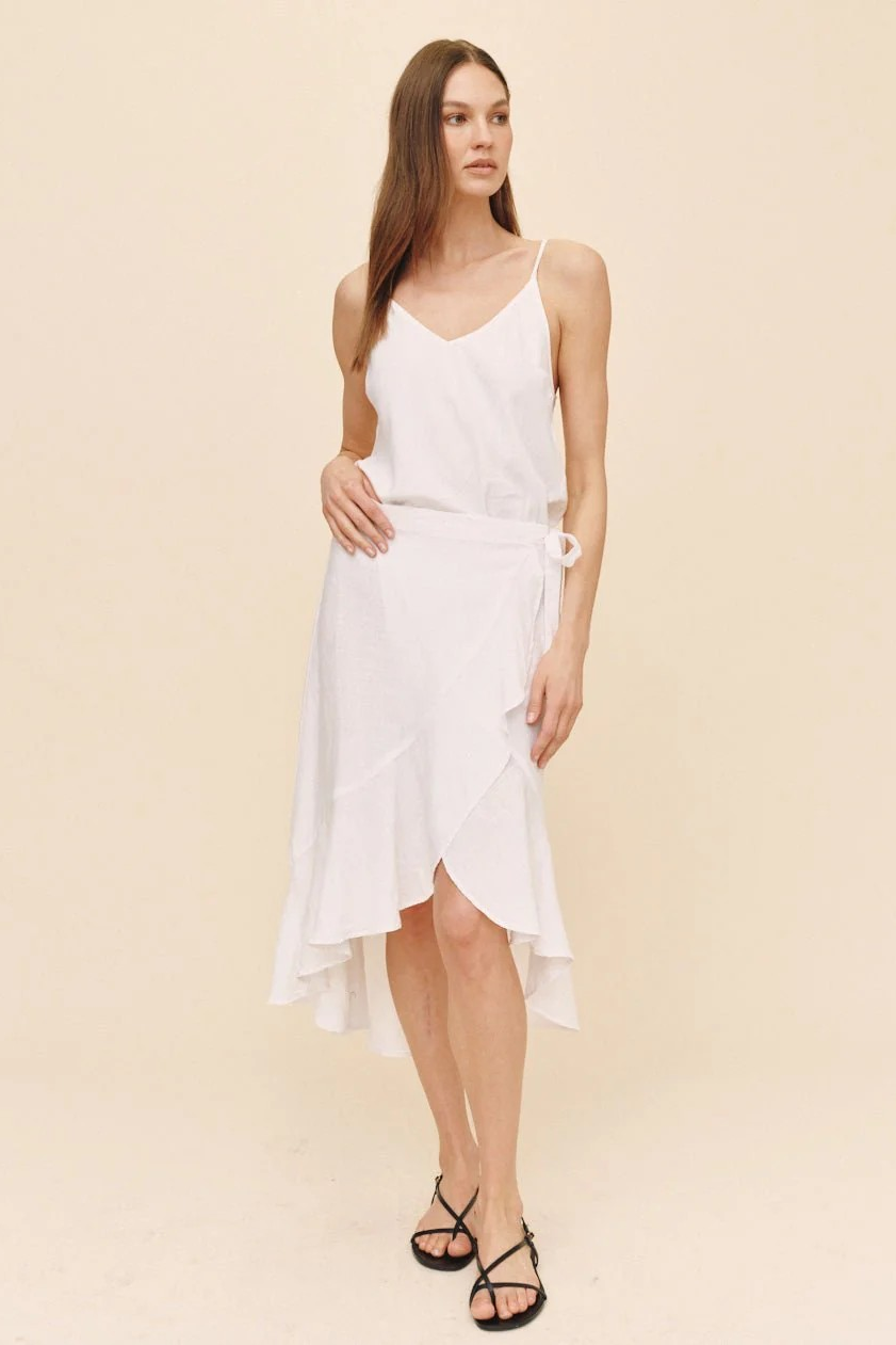 Ruffle Wrap Skirt White