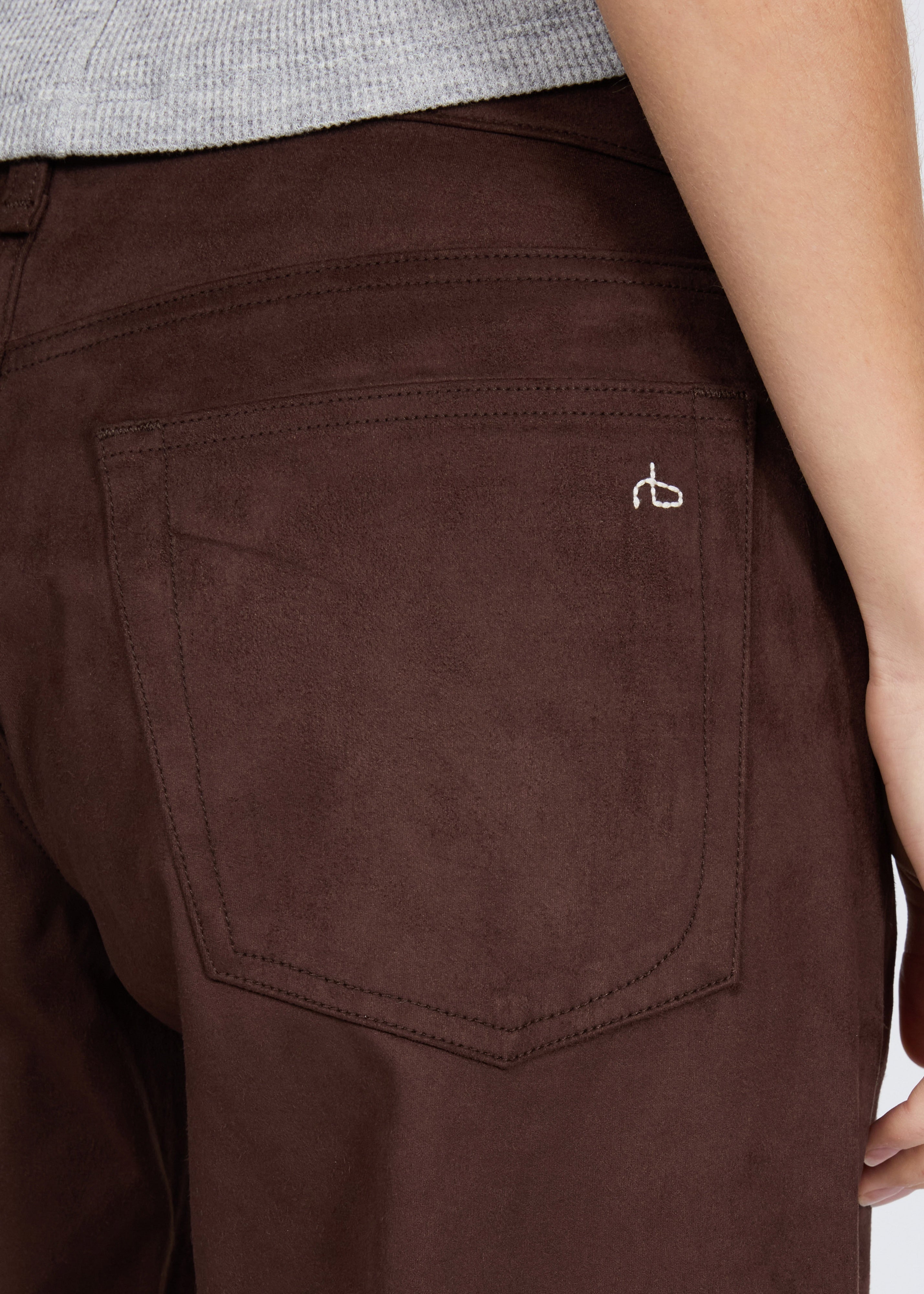 Faux Suede Full Length Straight Pant