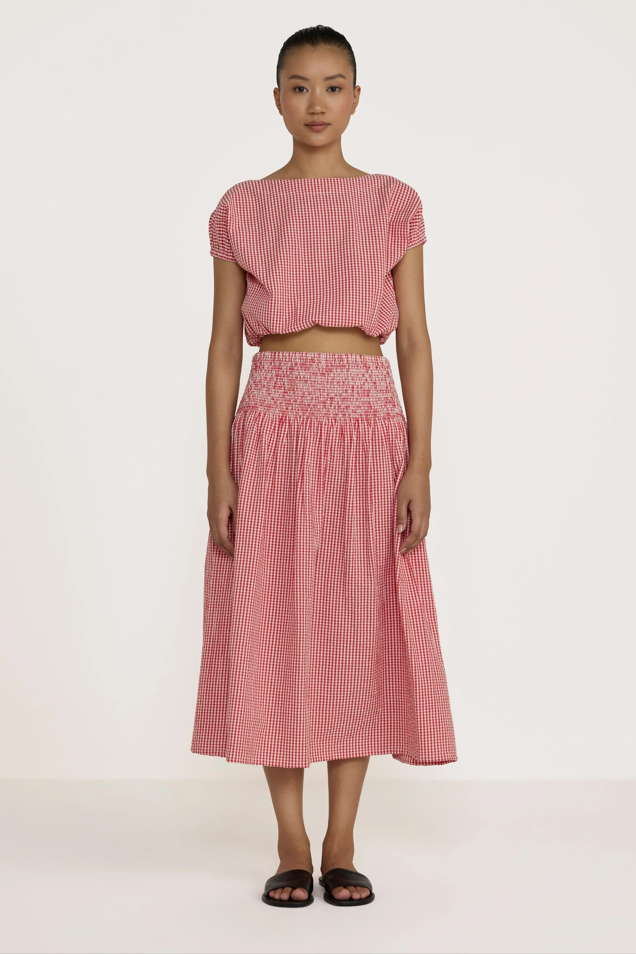 Smocked Easy Skirt - Poppy Gingham