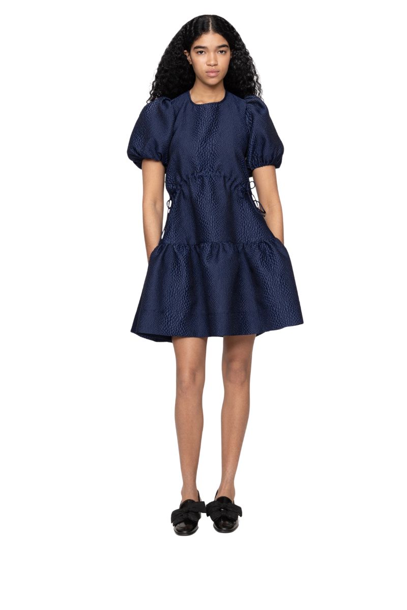 Fayetta Embossed Short Sleeve Mini Dress