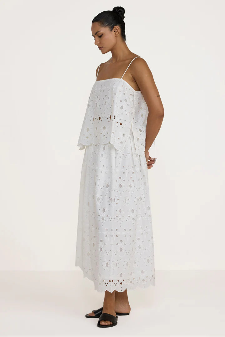 Broderie Relaxed Skirt - White