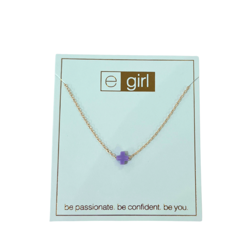 egirl 14" Necklace Gold - Signature Cross Small Purple