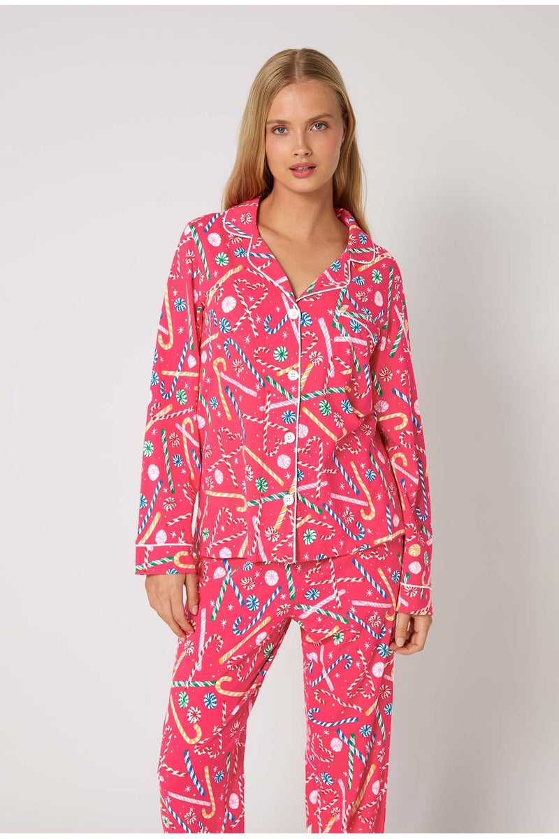 Peppermint Twist Long Sleeve Classic Stretch Jersey Pj Set