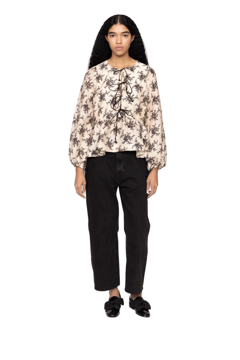 Joan Print Tie Front Top