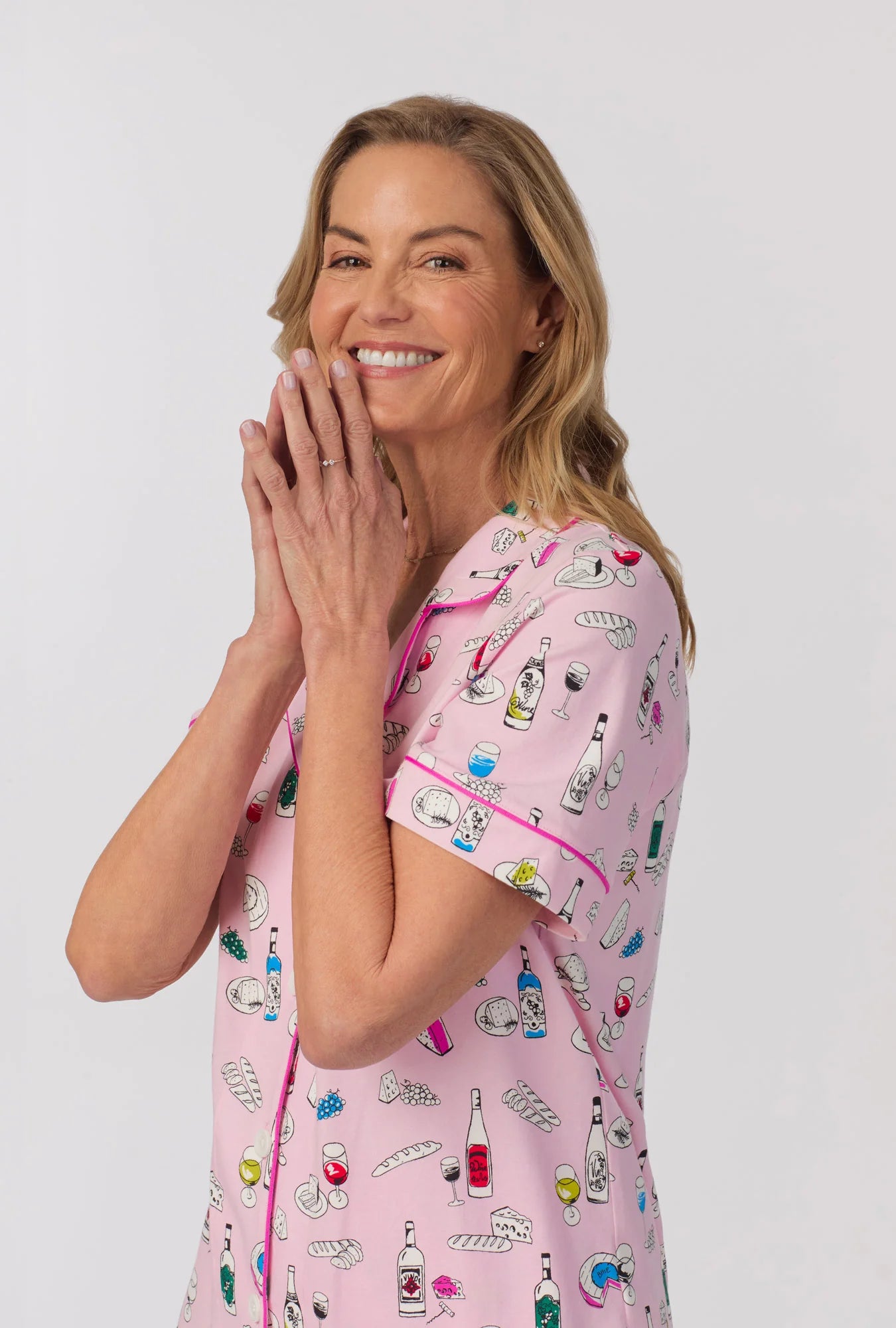 Wine Pairing Short Sleeve Classic Stretch Jersey Cropped PJ Set