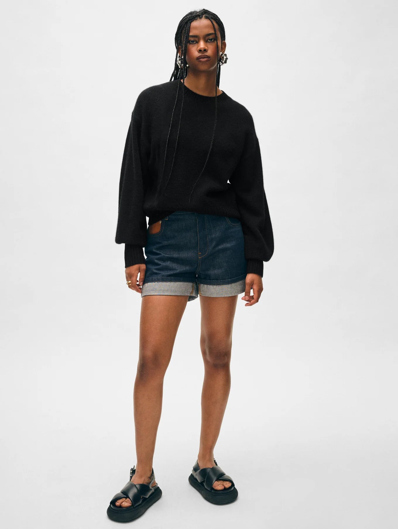 Cashmere Featherweight Blouson Sleeve Crew