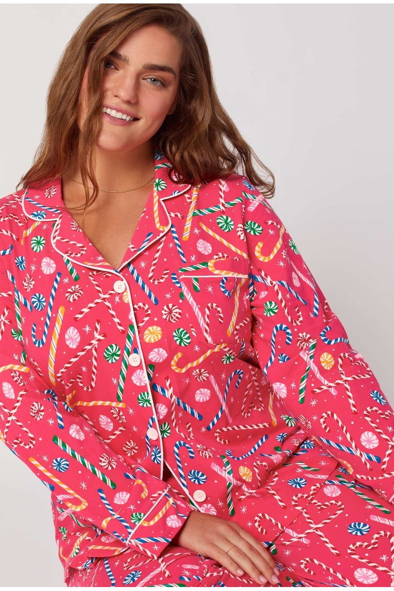 Peppermint Twist Long Sleeve Classic Stretch Jersey Pj Set