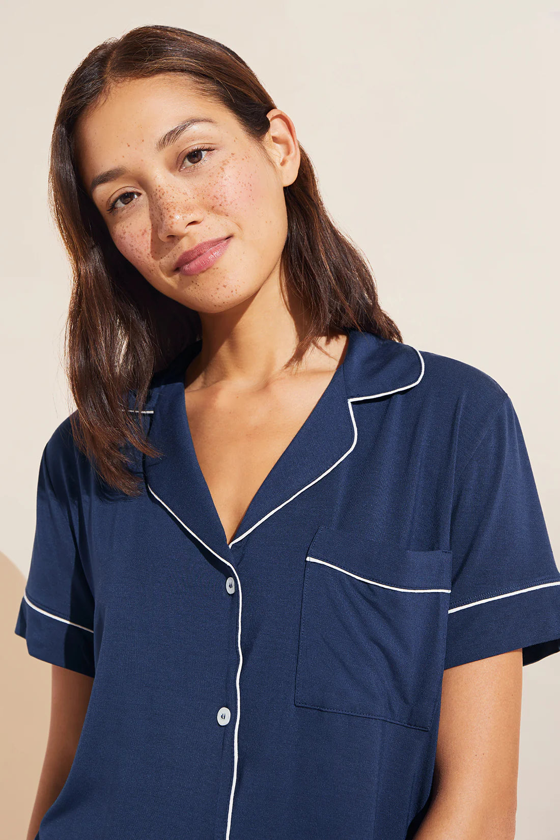 Eberjey - Navy/Ivory Gisele Relaxed Short PJ Set